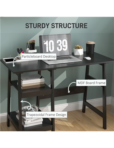 HOMCOM Compact Computer Desk with Storage Shelves, Study Table with Bookshelf, PC Table Workstation for Home Office, Study, Easy - pic 154019 | FastDaddyshop