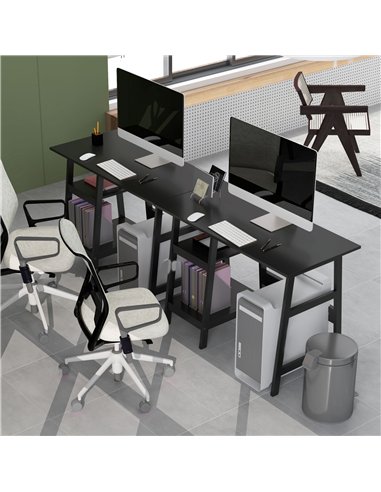 HOMCOM Compact Computer Desk with Storage Shelves, Study Table with Bookshelf, PC Table Workstation for Home Office, Study, Easy