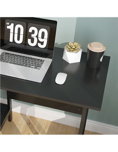 HOMCOM Compact Computer Desk with Storage Shelves, Study Table with Bookshelf, PC Table Workstation for Home Office, Study, Easy