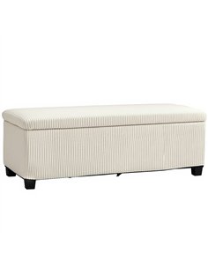 HOMCOM Storage Ottoman Bench, Corduroy Footstool with Removable Lid and Legs, 112cm Storage Chest Box for Living Room, Bedroom, 