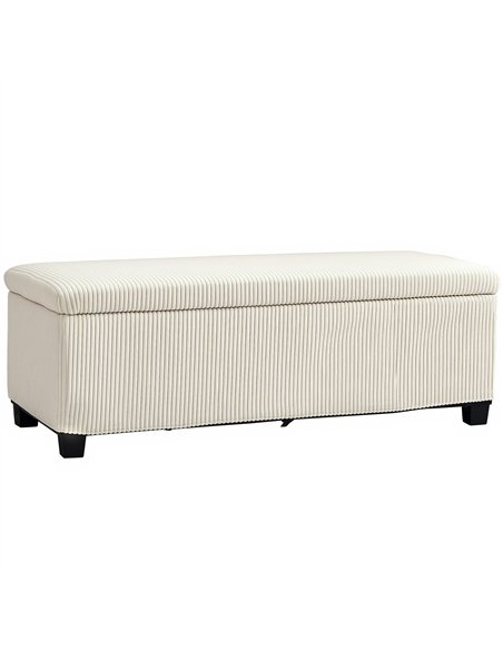 HOMCOM Storage Ottoman Bench, Corduroy Footstool with Removable Lid and Legs, 112cm Storage Chest Box for Living Room, Bedroom,  - pic 154024 | FastDaddyshop