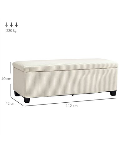 HOMCOM Storage Ottoman Bench, Corduroy Footstool with Removable Lid and Legs, 112cm Storage Chest Box for Living Room, Bedroom, 