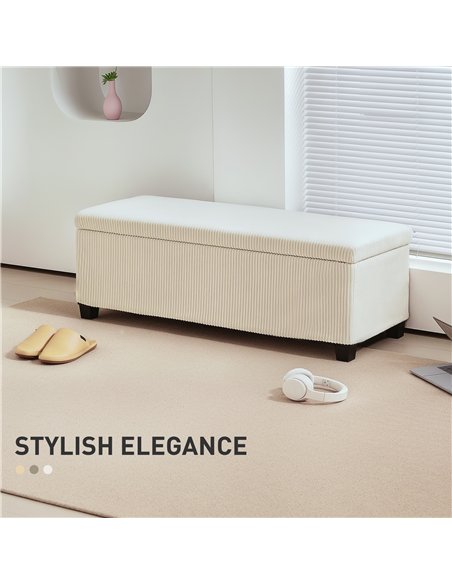HOMCOM Storage Ottoman Bench, Corduroy Footstool with Removable Lid and Legs, 112cm Storage Chest Box for Living Room, Bedroom,  - pic 154027 | FastDaddyshop