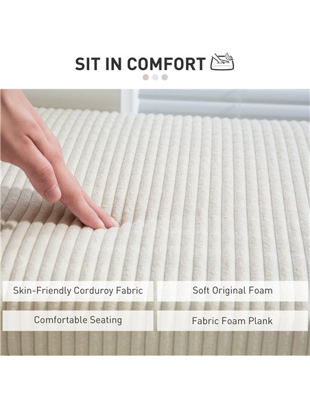 HOMCOM Storage Ottoman Bench, Corduroy Footstool with Removable Lid and Legs, 112cm Storage Chest Box for Living Room, Bedroom,  - pic 154028 | FastDaddyshop