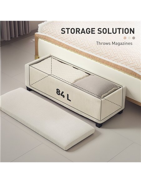 HOMCOM Storage Ottoman Bench, Corduroy Footstool with Removable Lid and Legs, 112cm Storage Chest Box for Living Room, Bedroom,  - pic 154029 | FastDaddyshop
