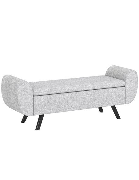 HOMCOM Storage Ottoman with Armrest, Upholstered Linen Storage Bench, Window Seat with Rubberwood Legs, Footstool for Bedroom Li - pic 154033 | FastDaddyshop