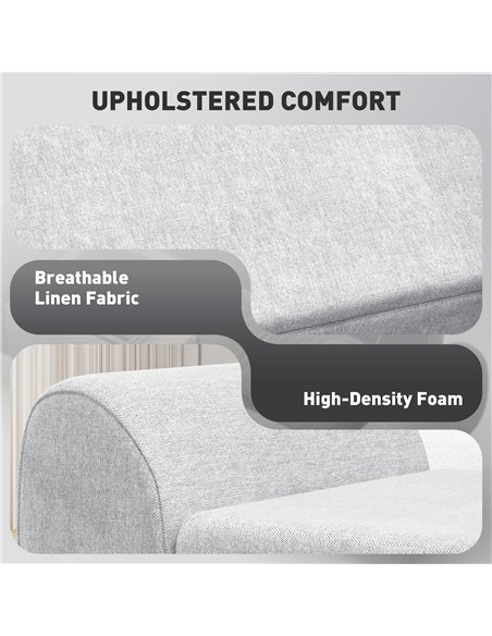 HOMCOM Storage Ottoman with Armrest, Upholstered Linen Storage Bench, Window Seat with Rubberwood Legs, Footstool for Bedroom Li - pic 154038 | FastDaddyshop