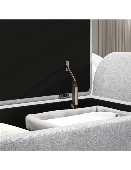 HOMCOM Storage Ottoman with Armrest, Upholstered Linen Storage Bench, Window Seat with Rubberwood Legs, Footstool for Bedroom Li - pic 154039 | FastDaddyshop
