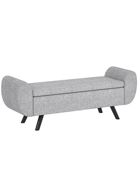 HOMCOM Storage Ottoman with Armrest, Upholstered Linen Storage Bench, Window Seat with Rubberwood Legs, Footstool for Bedroom Li - pic 154042 | FastDaddyshop