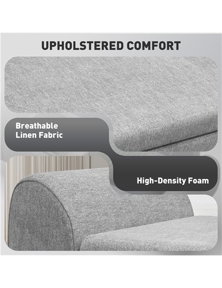 HOMCOM Storage Ottoman with Armrest, Upholstered Linen Storage Bench, Window Seat with Rubberwood Legs, Footstool for Bedroom Li - pic 154047 | FastDaddyshop
