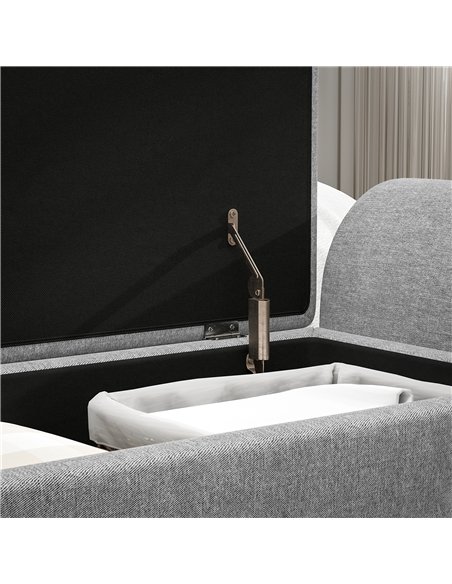 HOMCOM Storage Ottoman with Armrest, Upholstered Linen Storage Bench, Window Seat with Rubberwood Legs, Footstool for Bedroom Li - pic 154048 | FastDaddyshop