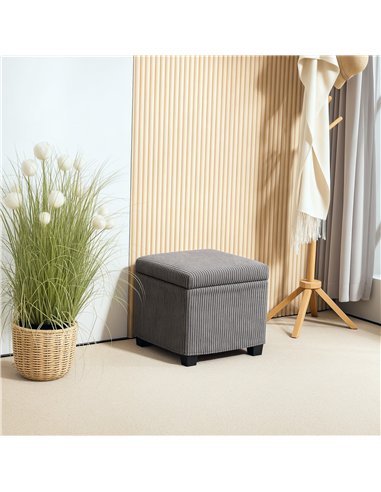 HOMCOM Storage Ottoman Bench, Corduroy Footstool with Removable Lid and Legs, 40cm Storage Chest Box for Living Room, Bedroom, H
