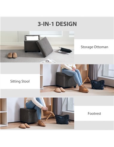 HOMCOM Storage Ottoman Bench, Corduroy Footstool with Removable Lid and Legs, 40cm Storage Chest Box for Living Room, Bedroom, H