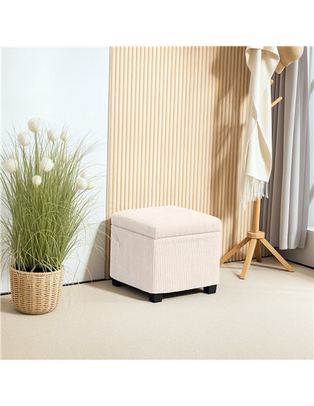 HOMCOM Storage Ottoman Bench, Corduroy Footstool with Removable Lid and Legs, 40cm Storage Chest Box for Living Room, Bedroom, H - pic 154061 | FastDaddyshop