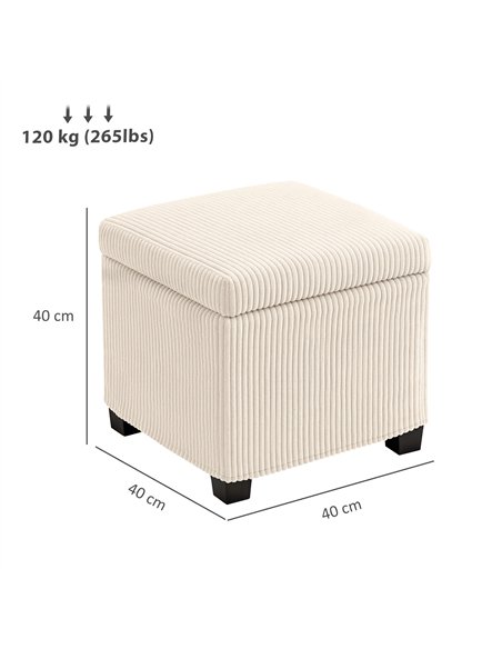 HOMCOM Storage Ottoman Bench, Corduroy Footstool with Removable Lid and Legs, 40cm Storage Chest Box for Living Room, Bedroom, H - pic 154062 | FastDaddyshop