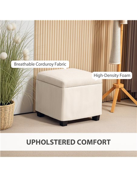 HOMCOM Storage Ottoman Bench, Corduroy Footstool with Removable Lid and Legs, 40cm Storage Chest Box for Living Room, Bedroom, H - pic 154063 | FastDaddyshop