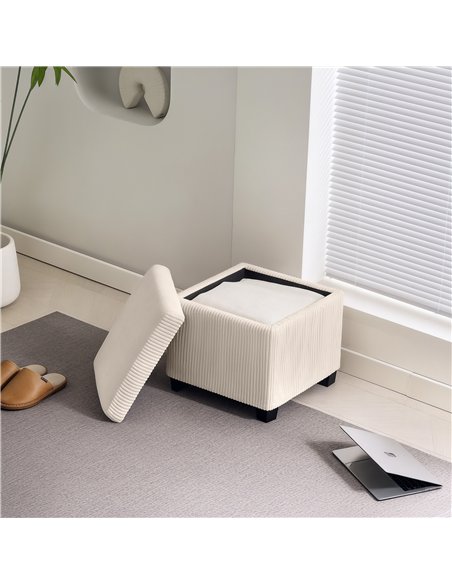 HOMCOM Storage Ottoman Bench, Corduroy Footstool with Removable Lid and Legs, 40cm Storage Chest Box for Living Room, Bedroom, H - pic 154067 | FastDaddyshop