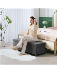 HOMCOM Storage Ottoman Bench, Corduroy Footstool with Removable Lid and Legs, 112cm Storage Chest Box for Living Room, Bedroom,  2