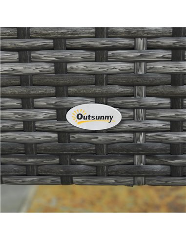 Outsunny 4 PCs Garden Rattan Corner Sofa and Table Set with Cushions, Mixed Grey