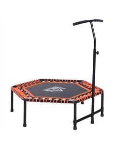 HOMCOM Mini Trampoline W/Adjustable Handle Bar - Black/Orange
