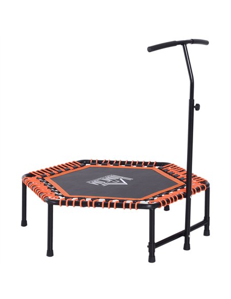 HOMCOM Mini Trampoline W/Adjustable Handle Bar - Black/Orange - pic 154096 | FastDaddyshop