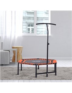 HOMCOM Mini Trampoline W/Adjustable Handle Bar - Black/Orange 2