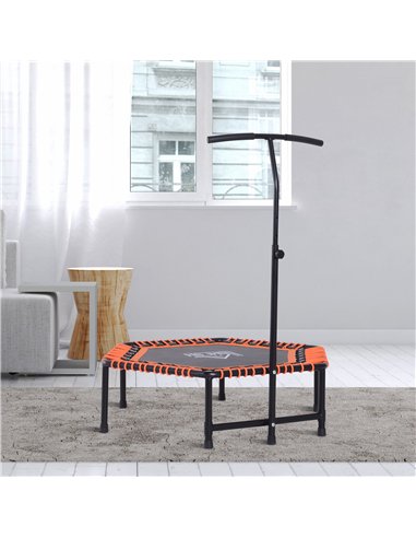 HOMCOM Mini Trampoline W/Adjustable Handle Bar - Black/Orange