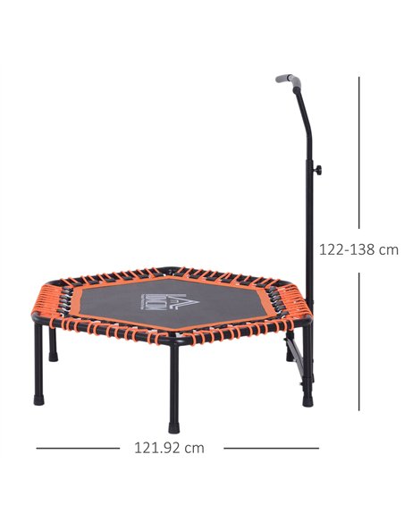 HOMCOM Mini Trampoline W/Adjustable Handle Bar - Black/Orange - pic 154098 | FastDaddyshop