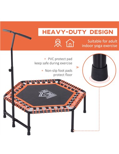 HOMCOM Mini Trampoline W/Adjustable Handle Bar - Black/Orange