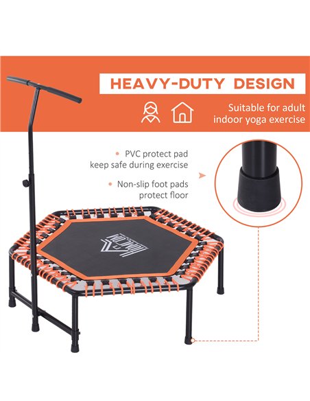 HOMCOM Mini Trampoline W/Adjustable Handle Bar - Black/Orange - pic 154099 | FastDaddyshop