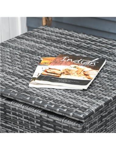 Outsunny 4 PCs Garden Rattan Corner Sofa and Table Set with Cushions, Mixed Grey