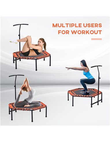 HOMCOM Mini Trampoline W/Adjustable Handle Bar - Black/Orange