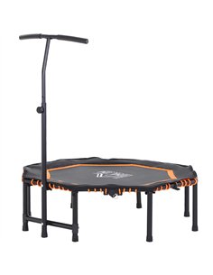 HOMCOM 48" Octagonal Mini Fitness Trampoline Rebounder Indoor Outdoor Foldable Mini Jumper with Adjustable Handle, Max Load 100 