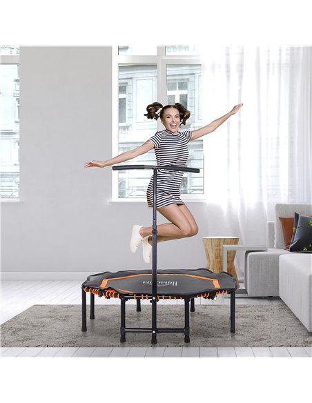 HOMCOM 48" Octagonal Mini Fitness Trampoline Rebounder Indoor Outdoor Foldable Mini Jumper with Adjustable Handle, Max Load 100  - pic 154106 | FastDaddyshop