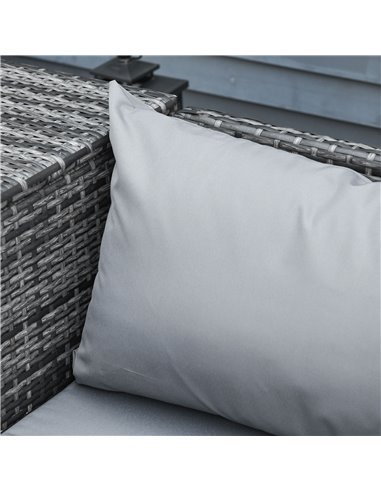 Outsunny 4 PCs Garden Rattan Corner Sofa and Table Set with Cushions, Mixed Grey