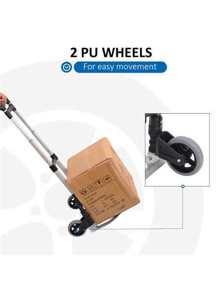 HOMCOM Aluminium Folding Hand Truck Trolley, Heavy Duty Foldable Sack Cart with Adjustable Telescoping Handle, 70KG Load Capacit - pic 154135 | FastDaddyshop