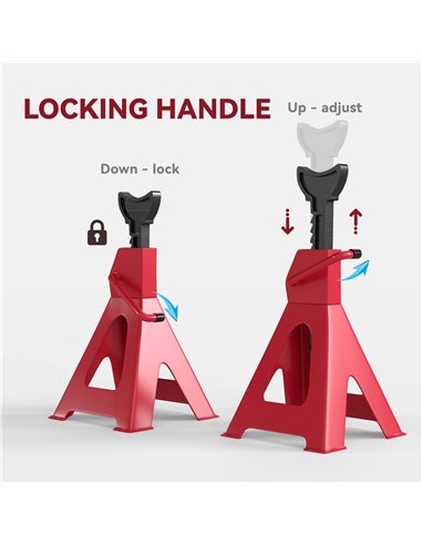 HOMCOM Axle Stands 2 Ton Car Jack Stands Pack of 2, 28-42.5 cm Height Adjustable Support Jack Stand, Heavy Duty Car Lift Tool fo