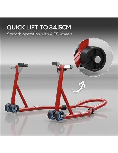 Homcom Rear Motorcycle Paddock Stand Motorbike Stand with Anti-Slip Mat, U-Shaped and L-Shaped Adapters, 200 kg Capacity, for 18 - pic 154162 | FastDaddyshop