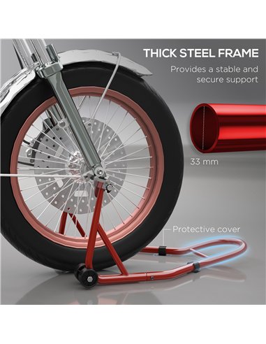 Homcom Rear Motorcycle Paddock Stand Motorbike Stand with Anti-Slip Mat, U-Shaped and L-Shaped Adapters, 200 kg Capacity, for 18