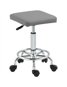 HOMCOM Adjustable PU Leather Rolling Stool - Grey