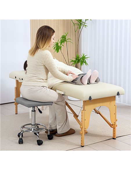 HOMCOM Adjustable PU Leather Rolling Stool - Grey - pic 154222 | FastDaddyshop