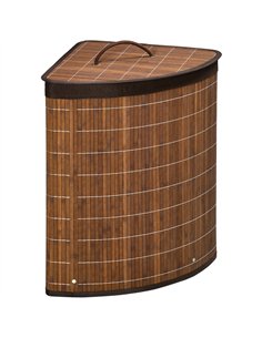 HOMCOM Bamboo Laundry Basket with Lid, 55 Litres Laundry Hamper with Removable Washable Lining,  Corner Washing Baskets, 38 x 38