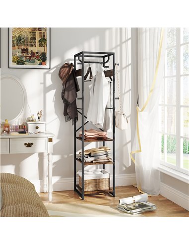 HOMCOM Multi-Storage Clothes Rack - Brown/Black