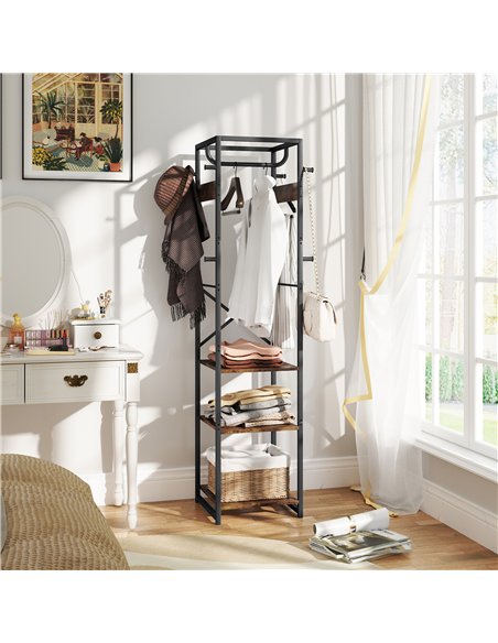HOMCOM Multi-Storage Clothes Rack - Brown/Black - pic 154258 | FastDaddyshop