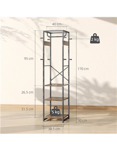 HOMCOM Multi-Storage Clothes Rack - Brown/Black