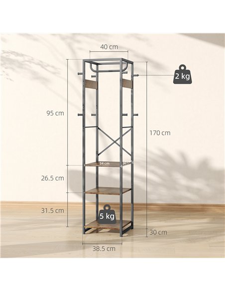 HOMCOM Multi-Storage Clothes Rack - Brown/Black - pic 154259 | FastDaddyshop