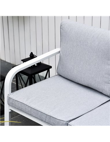 Outsunny 4-Seater Outdoor PE Rattan Table and Chairs Set White/Grey
