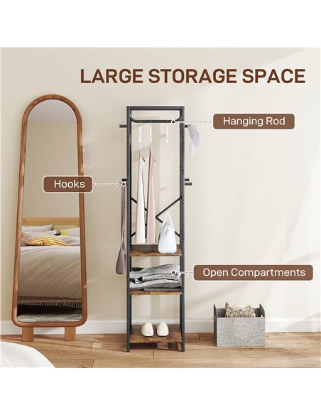 HOMCOM Multi-Storage Clothes Rack - Brown/Black - pic 154260 | FastDaddyshop
