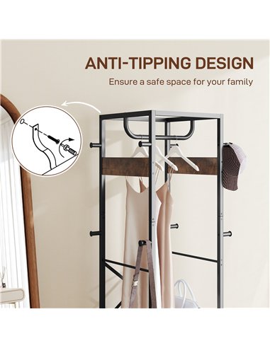HOMCOM Multi-Storage Clothes Rack - Brown/Black