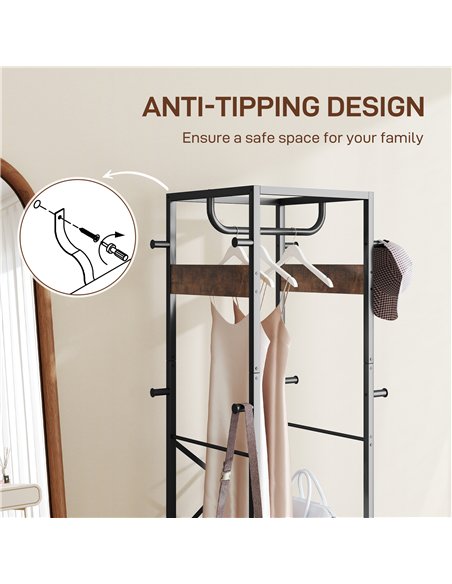 HOMCOM Multi-Storage Clothes Rack - Brown/Black - pic 154261 | FastDaddyshop